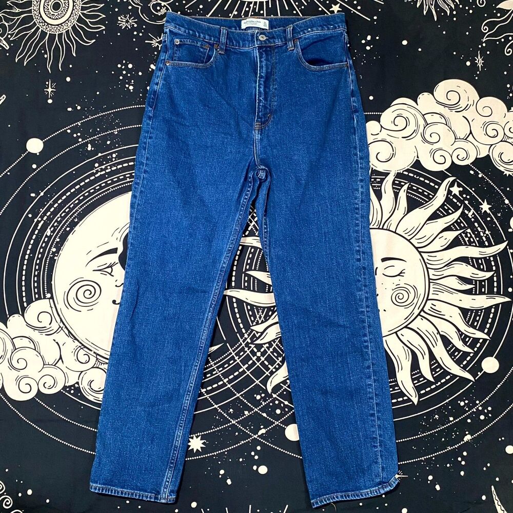 Abercrombie & Fitch Jeans Women's 12 Blue Cotton Denim Straight Workwear Travel